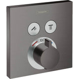 Hansgrohe - ShowerSelect Thermostatic Trim for 2 Functions, Square in Brushed Black Chrome - Brushed Black Chrome