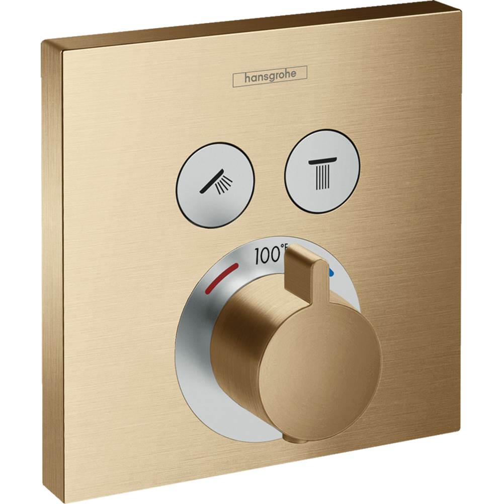 Hansgrohe - ShowerSelect Thermostatic Trim for 2 Functions, Square in Brushed Bronze - Brushed Bronze