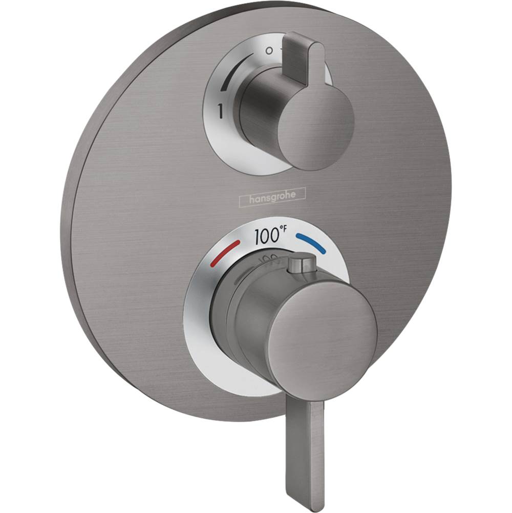 Hansgrohe - Ecostat S Thermostatic Trim with Volume Control and Diverter in Brushed Black Chrome - Brushed Black Chrome