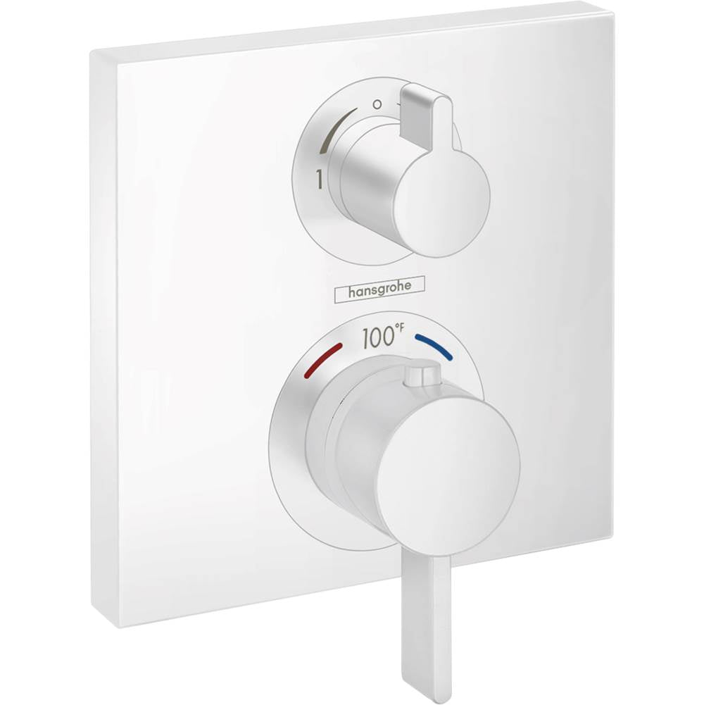 Hansgrohe - Ecostat Square Thermostatic Trim with Volume Control and Diverter in Matte White - Matte White