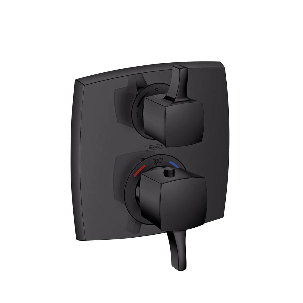 Hansgrohe - Ecostat Classic  Thermostatic Trim with Volume Control, Square in Matte Black - Matte Black