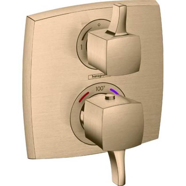 Hansgrohe - Ecostat Classic  Thermostatic Trim with Volume Control and Diverter, Square in Brushed Bronze - Brushed Bronze