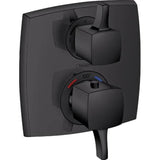 Hansgrohe - Ecostat Classic  Thermostatic Trim with Volume Control and Diverter, Square in Matte Black - Matte Black