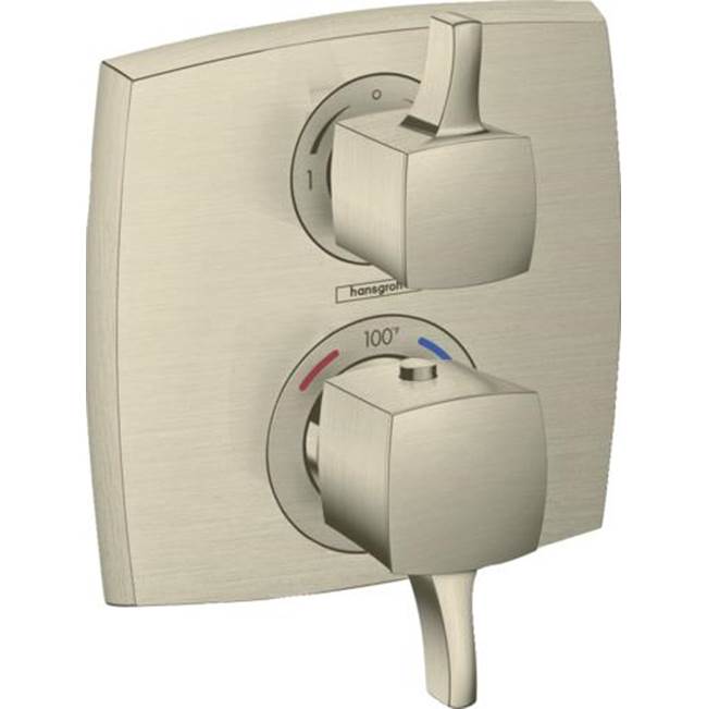 Hansgrohe - Ecostat Classic Thermostatic Trim with Volume Control and Diverter, Square in Brushed Nickel - Brushed Nickel
