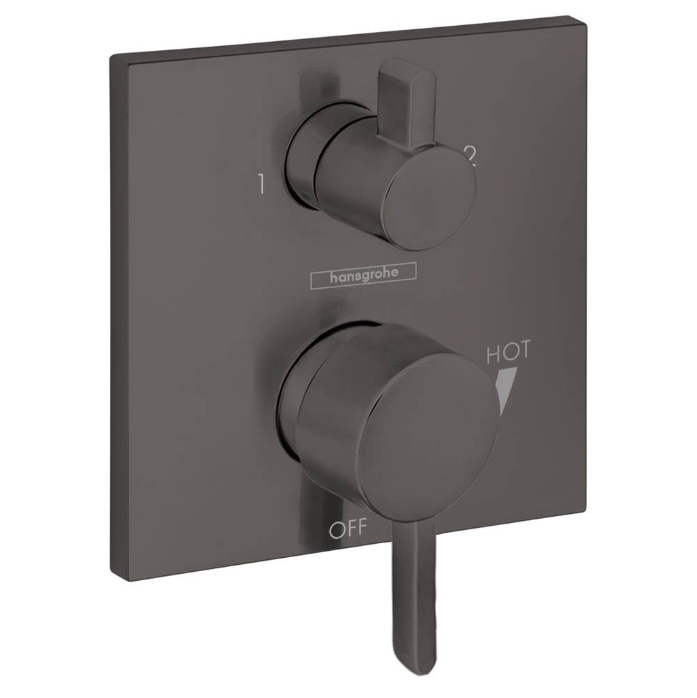 Hansgrohe - Ecostat Pressure Balance Trim Square with Diverter in Brushed Black Chrome - Brushed Black Chrome
