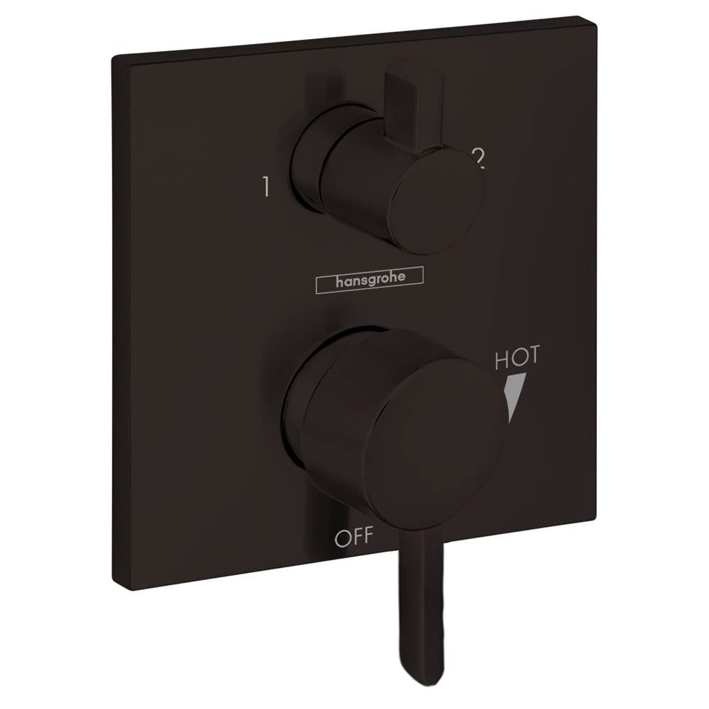 Hansgrohe - Ecostat Pressure Balance Trim Square with Diverter in Matte Black - Matte Black