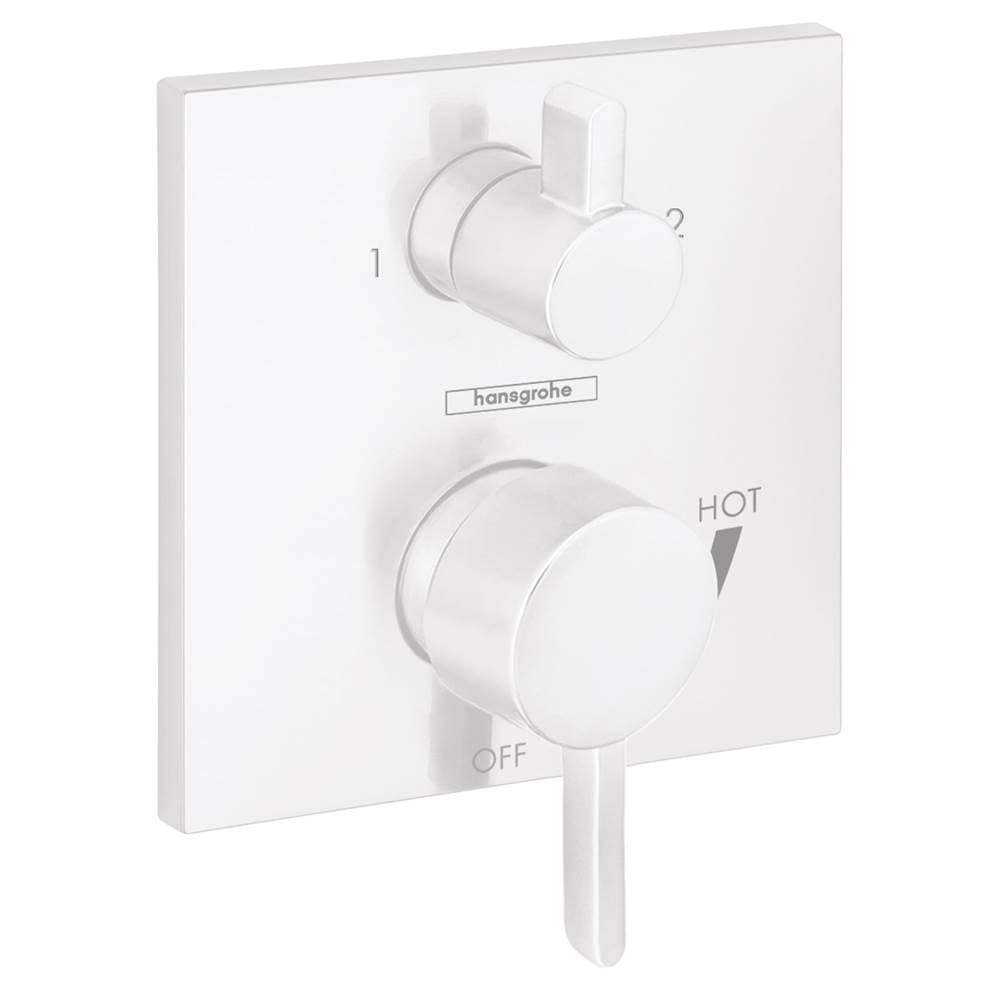 Hansgrohe - Ecostat Pressure Balance Trim Square with Diverter in Matte White - Matte White