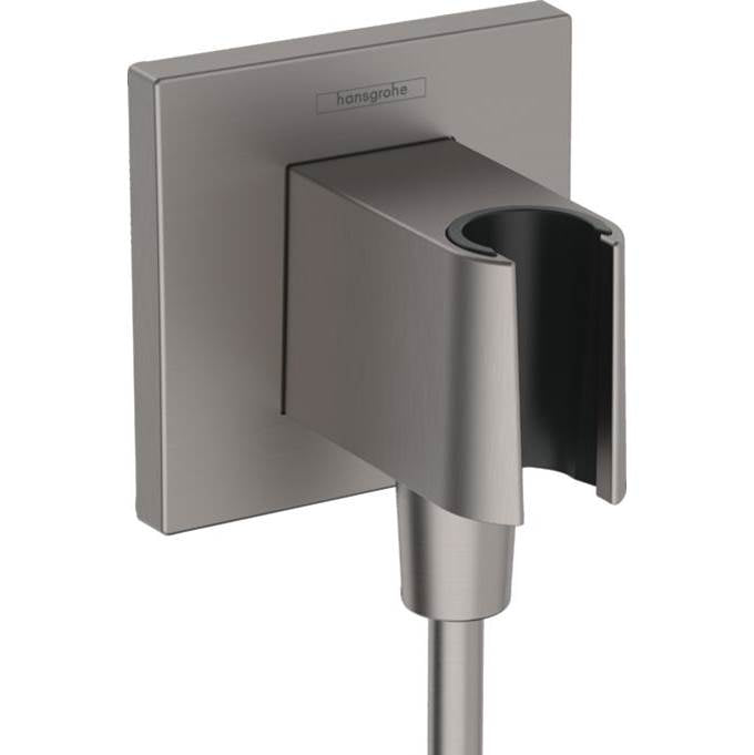 Hansgrohe - FixFit E Wall Outlet with Handshower Holder in Brushed Black Chrome - Brushed Black Chrome