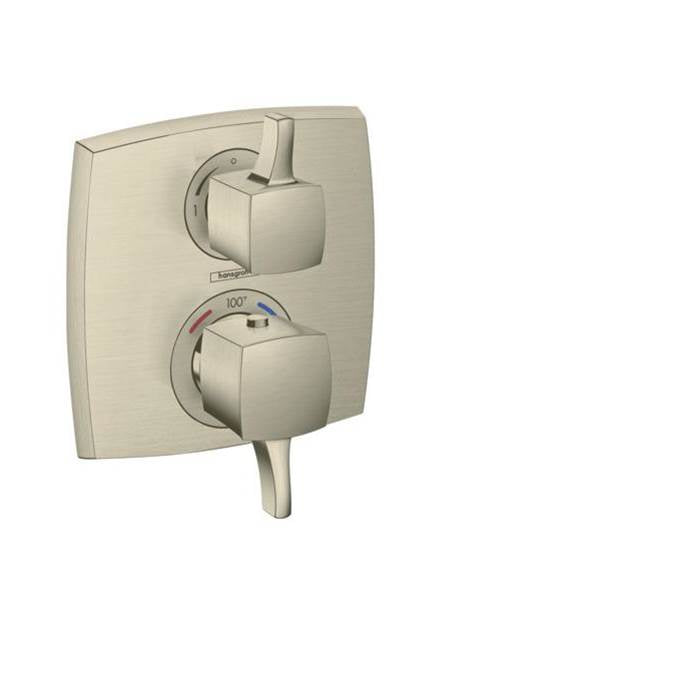 Hansgrohe - Ecostat Classic Thermostatic Trim with Volume Control, Square in Brushed Nickel - Brushed Nickel