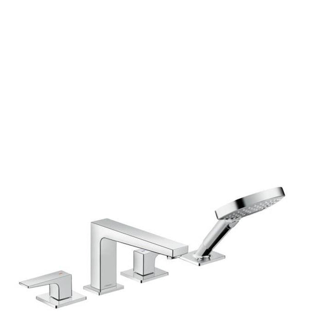 Hansgrohe - Metropol 4-Hole Roman Tub Set Trim with Lever Handles and 1.75 GPM Handshower in Chrome - Chrome