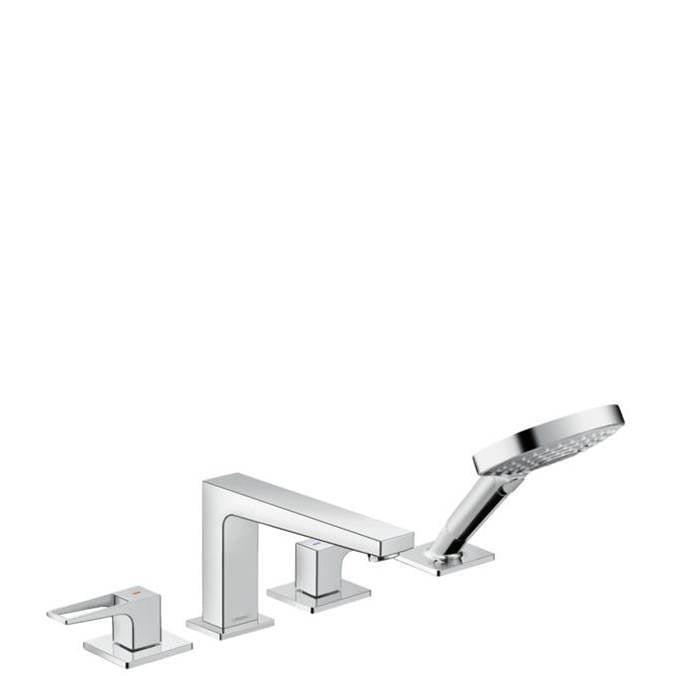 Hansgrohe - Metropol 4-Hole Roman Tub Set Trim with Loop Handles and 1.75 GPM Handshower in Chrome - Chrome