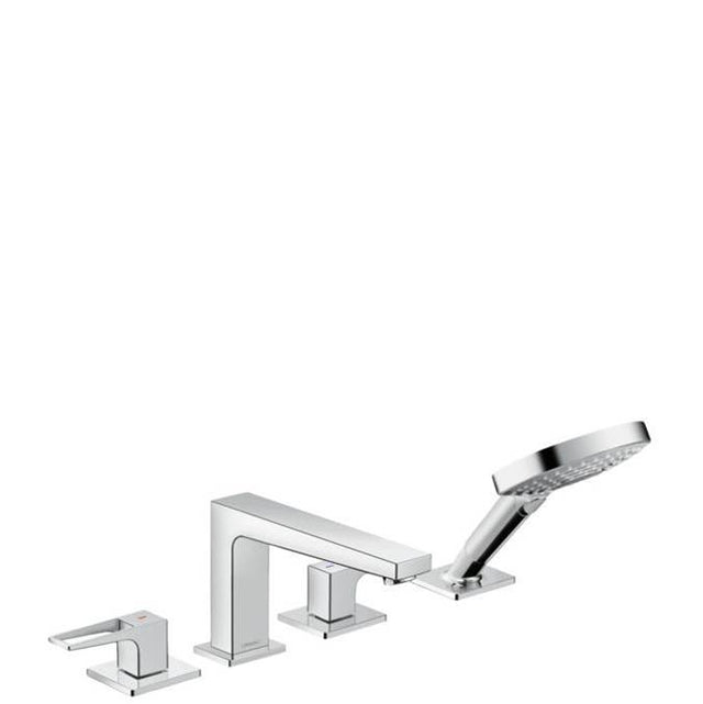 Hansgrohe - Metropol 4-Hole Roman Tub Set Trim with Loop Handles and 1.75 GPM Handshower in Chrome - Chrome
