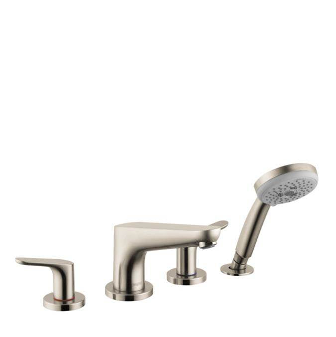 Hansgrohe - Focus 4-Hole Roman Tub Set Trim with 1.8 GPM Handshower in Brushed Nickel - Brushed Nickel