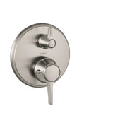 Hansgrohe - Ecostat Classic Thermostatic Trim with Volume Control and Diverter, Round in Brushed Nickel - Brushed Nickel