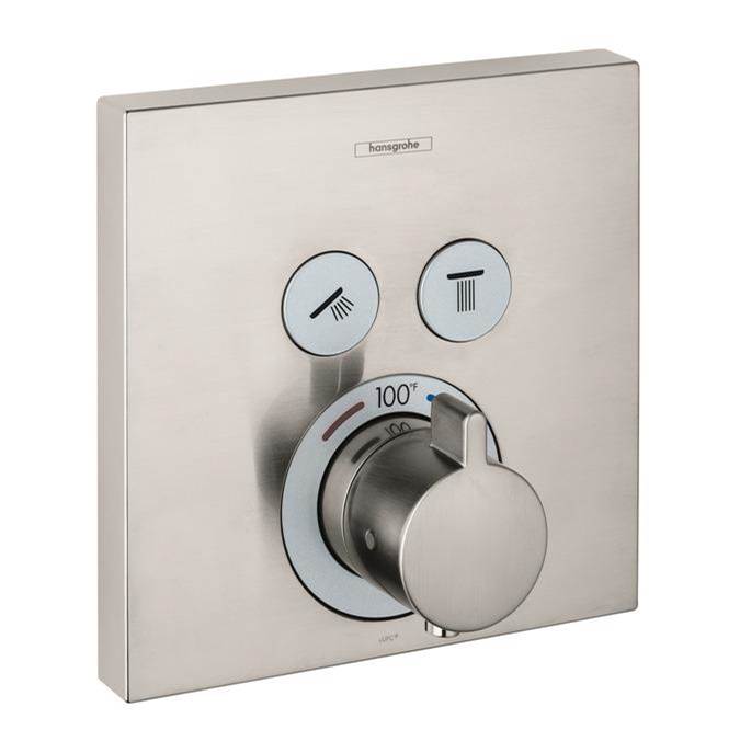 Hansgrohe - ShowerSelect Thermostatic Trim for 2 Functions, Square in Brushed Nickel - Brushed Nickel
