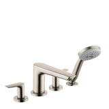 Hansgrohe - Talis E 4-Hole Roman Tub Set Trim with 1.8 GPM Handshower in Brushed Nickel - Brushed Nickel