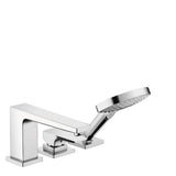 Hansgrohe - Metropol 3-Hole Roman Tub Set Trim with Lever Handle and 1.75 GPM Handshower in Chrome - Chrome