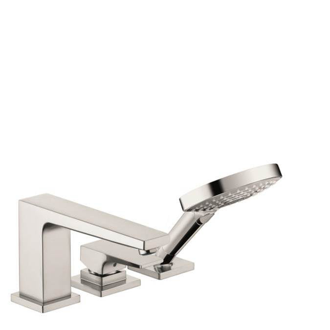 Hansgrohe - Metropol 3-Hole Roman Tub Set Trim with Lever Handle and 1.75 GPM Handshower in Brushed Nickel - Brushed Nickel