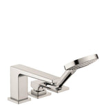 Hansgrohe - Metropol 3-Hole Roman Tub Set Trim with Loop Handle and 1.75 GPM Handshower in Brushed Nickel - Brushed Nickel