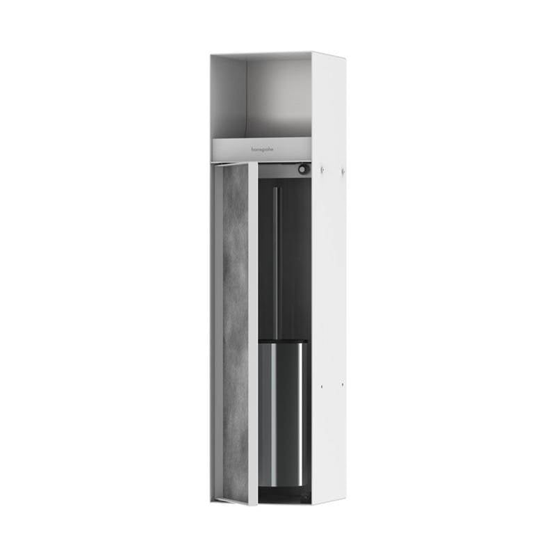 Hansgrohe - XtraStoris Rock Recessed Toilet Brush Holder with Toilet Paper Holder & Tileable Door in Matte White - Matte White