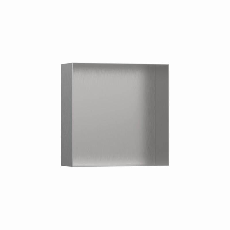 Hansgrohe - XtraStoris Minimalistic Wall Niche Frameless 12''x 12''x 4''  in Brushed Stainless Steel - Brushed Stainless Steel