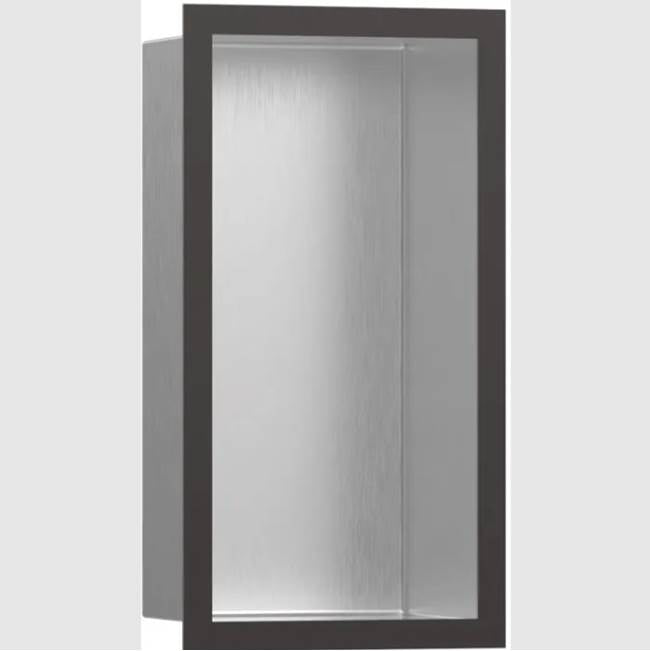 Hansgrohe - XtraStoris Individual Wall Niche Brushed Stainless Steel with Design Frame 12''x 6''x 4''  in Brushed Black Chrome - Brushed Black Chrome