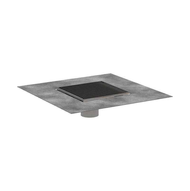 Hansgrohe - RainDrain Brilliance Point Drain Set 6''x 6'' Trim with Height Adjustable Frame and Rough in Brushed Stainless Steel - Brushed Stainless Steel