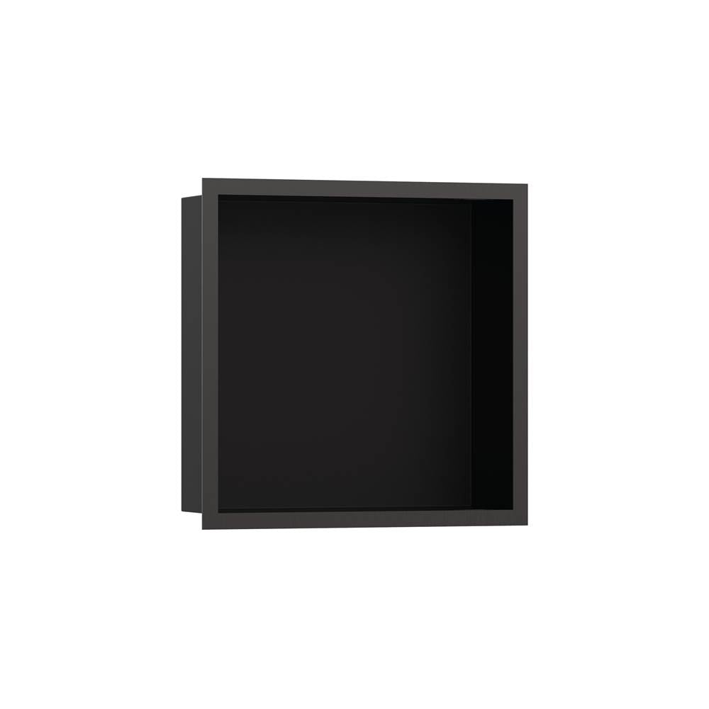 Hansgrohe - XtraStoris Individual Wall Niche Matte Black with Design Frame 12''x 12''x 4'' in Brushed Black Chrome - Brushed Black Chrome