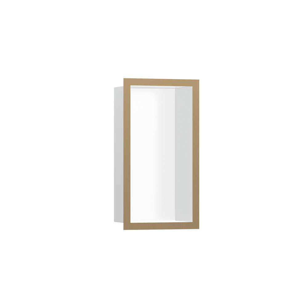 Hansgrohe - XtraStoris Individual Wall Niche Matte White with Design Frame 12''x 6''x 4''  in Brushed Bronze - Brushed Bronze