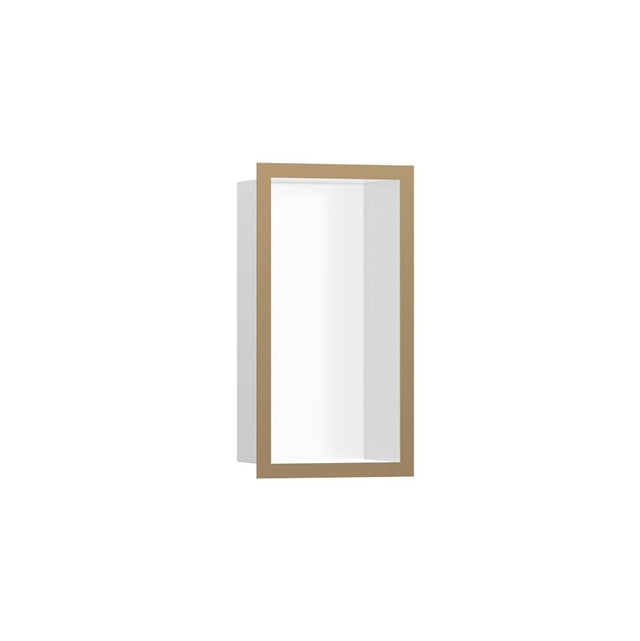 Hansgrohe - XtraStoris Individual Wall Niche Matte White with Design Frame 12''x 6''x 4''  in Brushed Bronze - Brushed Bronze