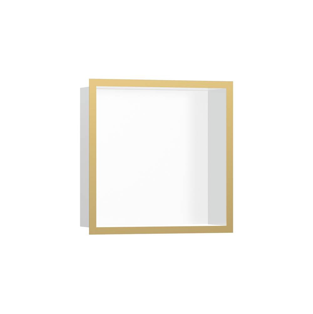 Hansgrohe - XtraStoris Individual Wall Niche Matte White with Design Frame 12''x 12''x 4''  in Polished Gold Optic - Polished Gold Optic