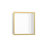 Hansgrohe - XtraStoris Individual Wall Niche Matte White with Design Frame 12''x 12''x 4''  in Polished Gold Optic - Polished Gold Optic