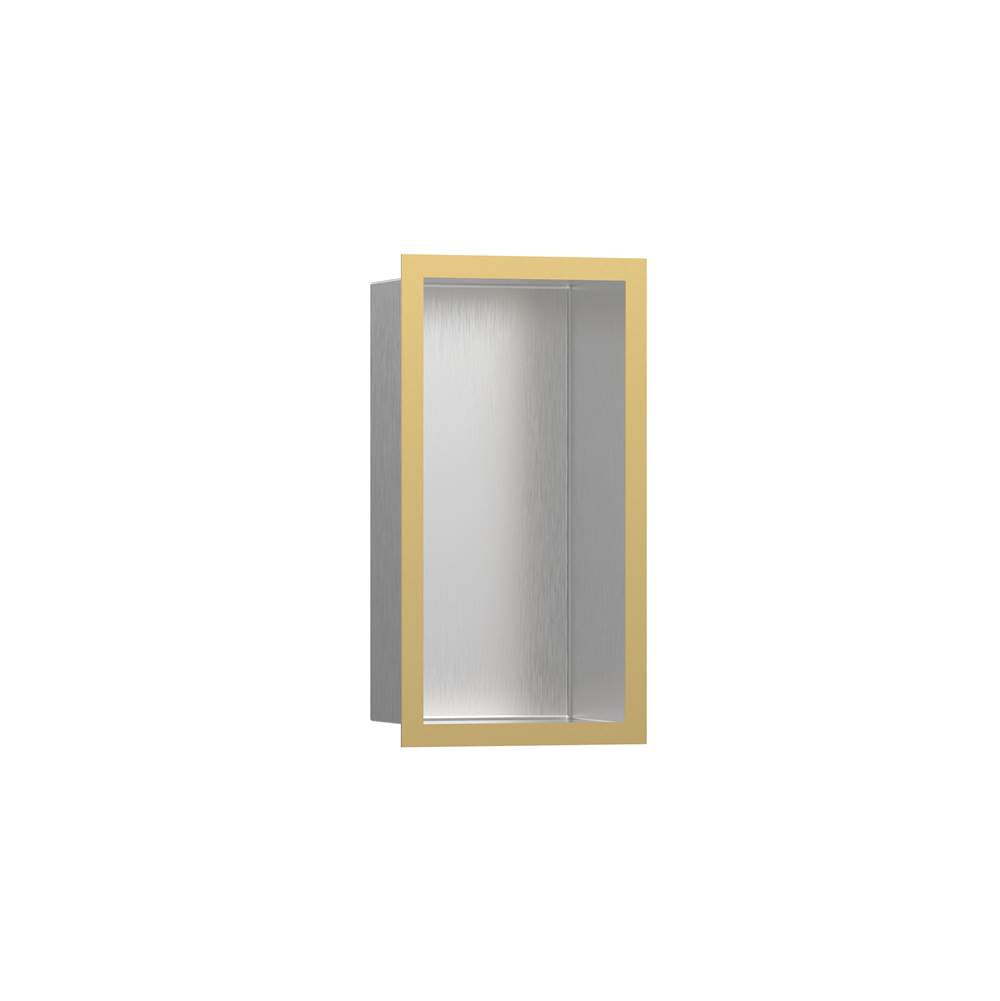 Hansgrohe - XtraStoris Individual Wall Niche Brushed Stainless Steel with Design Frame 12''x 6''x 4''  in Polished Gold Optic - Polished Gold Optic