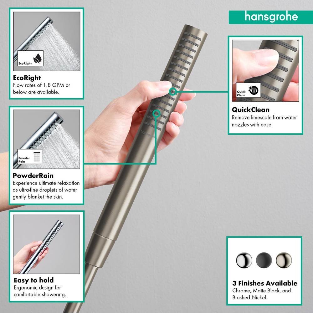 Pulsify S Baton Handshower 100 1-Jet, 1.75 GPM in Chrome