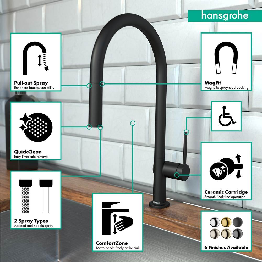 Talis N HighArc Kitchen Faucet, O-Style 2-Spray Pull-Down, 1.5 GPM in Chrome