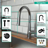 Talis S HighArc Kitchen Faucet, 2-Spray Pull-Down, 1.75 GPM in Chrome