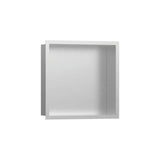 Hansgrohe - XtraStoris Individual Wall Niche Brushed Stainless Steel with Design Frame 12''x 12''x 4''  in Brushed Stainless Steel - Brushed Stainless Steel