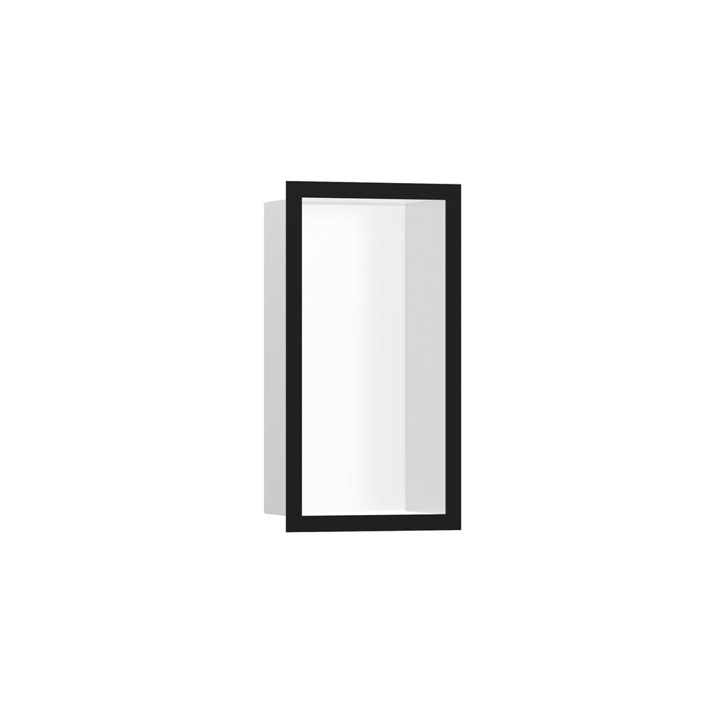 Hansgrohe - XtraStoris Individual Wall Niche Matte White with Design Frame 12''x 6''x 4''  in Matte Black - Matte Black