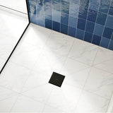 RainDrain Brilliance Point Drain Set 4''x 4'' Trim Tileable Rear Cover and Rough in Matte Black