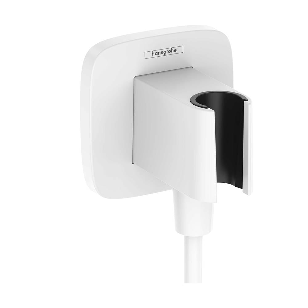 Hansgrohe - FixFit Q Wall Outlet with Handshower Holder in Matte White - Matte White