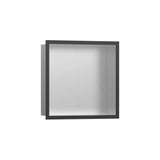 Hansgrohe - XtraStoris Individual Wall Niche Brushed Stainless Steel with Design Frame 12''x 12''x 4''  in Brushed Black Chrome - Brushed Black Chrome