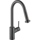 Hansgrohe - Talis SÂ²  HighArc Kitchen Faucet, 2-Spray Pull-Down, 1.75 GPM in Brushed Black Chrome - Brushed Black Chrome