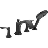 Hansgrohe - Locarno 4-Hole Roman Tub Set Trim with 1.75 GPM Handshower in Matte Black - Matte Black