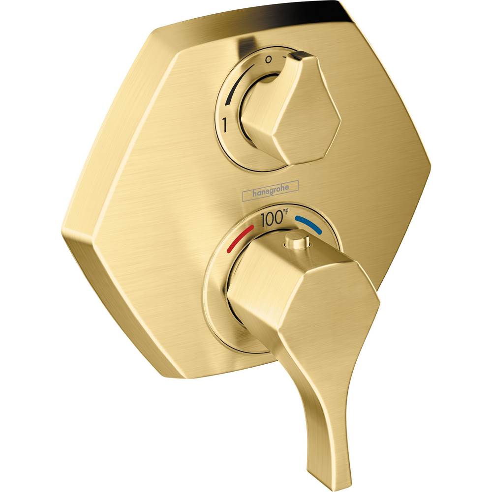 Hansgrohe - Locarno Thermostatic Trim with Volume Control and Diverter in Brushed Gold Optic - Brushed Gold Optic