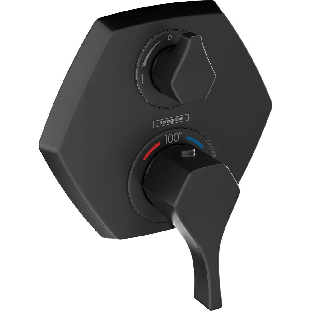 Hansgrohe - Locarno Thermostatic Trim with Volume Control and Diverter in Matte Black - Matte Black
