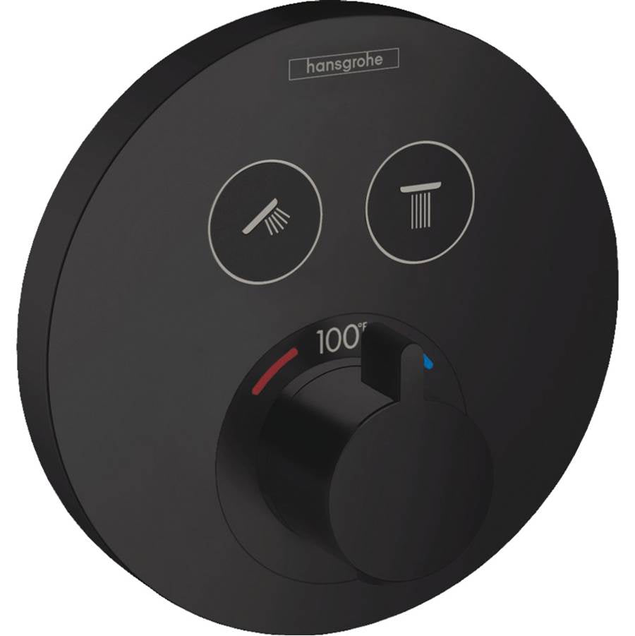 Hansgrohe - ShowerSelect S Thermostatic Trim for 2 Functions, Round in Matte Black - Matte Black