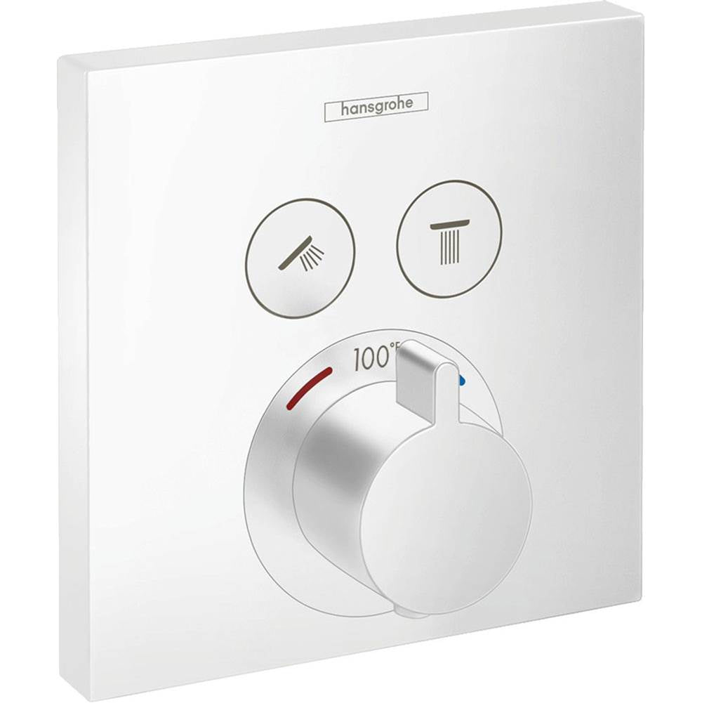 Hansgrohe - ShowerSelect Thermostatic Trim for 2 Functions, Square in Matte White - Matte White