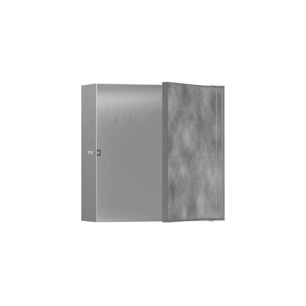Hansgrohe - XtraStoris Rock Wall Niche with Tileable Door 12''x 12''x 4'' in Brushed Stainless Steel - Brushed Stainless Steel