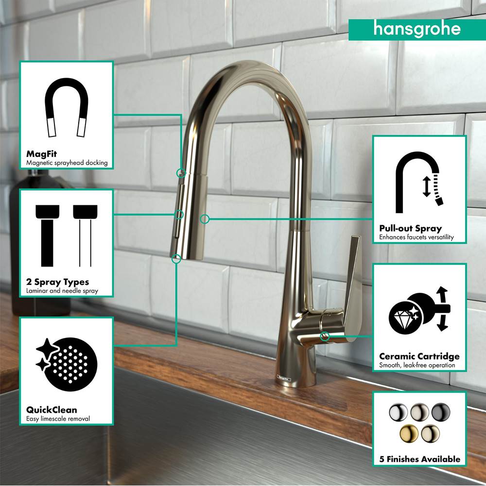 Talis S HighArc Kitchen Faucet, 2-Spray Pull-Down, 1.75 GPM in Chrome