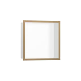 Hansgrohe - XtraStoris Individual Wall Niche Matte White with Design Frame 12''x 12''x 4''  in Brushed Bronze - Brushed Bronze